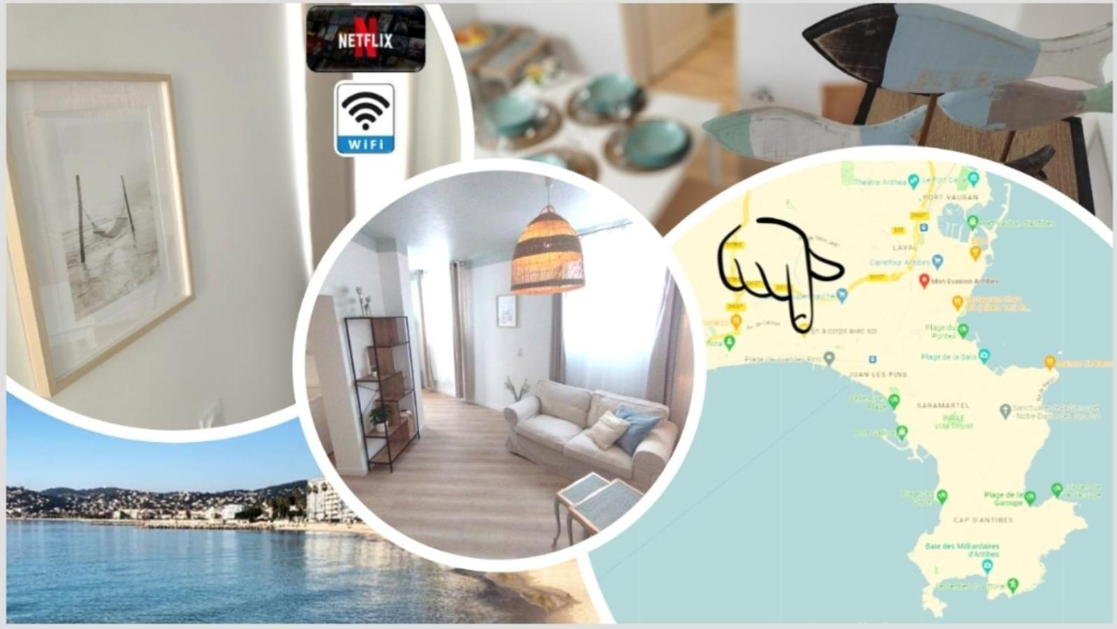 Plage & Confort 3 Pieces Parking Clim Et Wifi Antibes Eksteriør billede